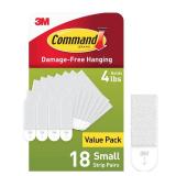 Command 4 lb Small Picture Hanging Strips 18 Pairs (36 Command Strips), Damage-Free Hanging Picture Hangers, No Tools Wall Hanging Strips for Home Decor, White Adhesive Strips