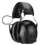 Kalence Bluetooth 6.0 Hearing Protection with 120H Working Time, 30dB Safety Earmuffs, Rechargeable Ear Protection Headphones with Mic for Mowing, Workshops, Construction, Snowblowing, Black