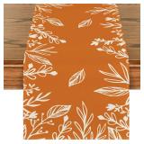 Artoid Mode Orange Floral Fall Table Runner, Seasonal Autumn Kitchen Dining Table Decoration for Home Party Decor 13x90 Inch