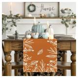 Artoid Mode Orange Floral Fall Table Runner, Seasonal Autumn Kitchen Dining Table Decoration for Home Party Decor 13x90 Inch