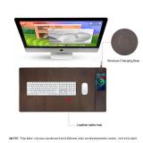 Hiram Crazy Horse Leather Desk Mat with 15W Wireless Charging - Waterproof and High-End Cowhide Texture for a Comfortable Office Experience(31in x 16in)