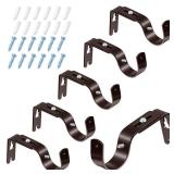 6 Piece General Adjustable Curtain Rod Holder Wall Bracket Hooks - Outside Mounted Blinds Bracket with Screws for 1 Inch Diameter Rod (Bronze)