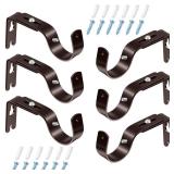 6 Piece General Adjustable Curtain Rod Holder Wall Bracket Hooks - Outside Mounted Blinds Bracket with Screws for 1 Inch Diameter Rod (Bronze)