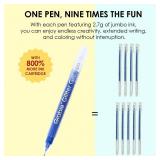 Grabie Jumbo Glitter Gel Ink Pen Set Of 18, Metallic Vibrant Sparkle Gel Pens for Coloring, Sparkle Markers, Glitter Pens for Adults (18 Colors Jumbo Gel Pens)