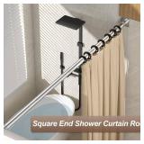 Shower Curtain Rod Square End 32\"-68\" Stainless Steel Shower Rods No Drilling for Bathroom Shower Stall RV Closet