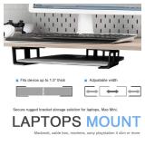 IFCASE Under Desk Laptop Mount, Metal Under Desk Shelf Holder for Laptop, Mac mini, MacBook, Keyboard with Anti-Scratch Silicone (Black)