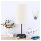 AKASUKI 18Inch Table Lamp with Dual Charging Station, 3 Way Dimmable Touch Lamp for Bedroom, Living Room, Office(LED Bulb Included)
