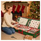 Sattiyrch Underbed Gift Wrap Organizer,Gift Wrapping Paper Storage Container,Holds up to 20 Rolls,41\"W x 14\"D x 5.5\"H (Green)