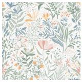 Fititem Floral Peel and Stick Wallpaper 17.3inW 197inL Boho Floral Contact Paper Modern Flower Removable Self Adhesive Waterproof Wallpaper for Bathroom Bedroom Fun Wildflower Contact Paper Cabinets