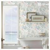 Fititem Floral Peel and Stick Wallpaper 17.3inW 197inL Boho Floral Contact Paper Modern Flower Removable Self Adhesive Waterproof Wallpaper for Bathroom Bedroom Fun Wildflower Contact Paper Cabinets