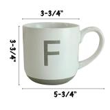 COLLECTIVE HOME - Ceramic Mug, Uppercase Letter Design, Matte Sandstone Texture, Minimalist and Stylish, 15oz, Perfect for Personalized Gifts (F)