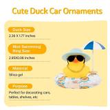 wonuu Rubber Duck Car Ornaments Dashboard Decorations for Cute Accessories with Straw Hat Necklace Sun Umbrella and Sunglasses, Blue