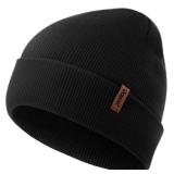 ROXUN Beanie for Men/Women Knit Cuffed Soft Warm Winter Hat Unisex Skull Stocking Cap Black