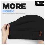 ROXUN Beanie for Men/Women Knit Cuffed Soft Warm Winter Hat Unisex Skull Stocking Cap Black