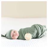 MairMore Baby Swaddle Receiving Blankets with Matching Beanie Set Newborn Nursery Swaddle Wrap for Baby Girls and Boys (Green)
