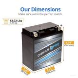 Chrome S Pro YTX20CH-BS Maintenance-Free 12V 19Ah Battery Replacement for ATV, Motorcycle, Jet Skis, Scooter, UTV, and More - Nut and Bolt (T3) Terminal