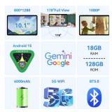 Tablet 2026 Android Tablets 10 Inch, Electronics Tablets with Keyboard, 18GB RAM 128GB ROM /2TB TF, Gemini AI 2 in  1 Tablet with Pen, 6000mAh, 1080P, BT5.0, GPS, OTG, Suitable for Study and Office