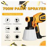 VONFORN Paint Sprayer, 700W HVLP Spray Gun with Cleaning & Blowing Joints, 4 Nozzles and 3 Patterns, Easy to Clean, for Furniture, Cabinets, Fence, Walls, Door, Garden Chairs etc. VF803
