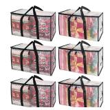 BALEINE 6-Pack Oversized Moving Bags with Reinforced Handles, Heavy-Duty Storage Tote for Clothes, Moving Supplies (Clear, 6-Pack)