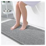 OLANLY Bathroom Rugs 50x30, Extra Soft Absorbent Chenille Bath Rugs, Rubber Backing Quick Dry, Machine Washable Bath Mats for Bathroom Floor, Tub and Shower, Home Decor Accessories, Light Grey