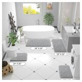 OLANLY Bathroom Rugs 50x30, Extra Soft Absorbent Chenille Bath Rugs, Rubber Backing Quick Dry, Machine Washable Bath Mats for Bathroom Floor, Tub and Shower, Home Decor Accessories, Light Grey