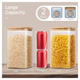 Extra Large Square Glass Flour & Sugar Storage Containers with Airtight Lids, 168 floz - 2 Pack Glass Jars with Bamboo Lids for Pantry, Air tight Food Storage Containers for Cereal, Pasta, Rice