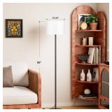 Modern Floor Lamp Simple Design with White Shade, Foot Pedal Switch, 60\" Small Tall Lamps for Living Room Bedroom Office Dining Room Kitchen, Black Pole Lamp(Without Bulb)