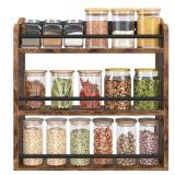 BCOZLUX Spice Rack Wall Mounted, Wood 3 Tier Spice Rack for Countertop, Vertical Spice Organizer for Spice Jars and Seasonings, Hanging Spice Shelf for Kitchen Cabinet, or Pantry, Rustic Brown