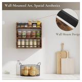 BCOZLUX Spice Rack Wall Mounted, Wood 3 Tier Spice Rack for Countertop, Vertical Spice Organizer for Spice Jars and Seasonings, Hanging Spice Shelf for Kitchen Cabinet, or Pantry, Rustic Brown