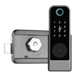 Swokely Smart Keyless Entry Fingerprint Door Lock, Smart Anti-Theft Biometric Password Door Lock, Outdoor Courtyard Electronic Lock, 5 Modes Unlock, Remote Control with Tuya APP, IP66 Waterproof