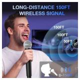 Wireless Microphone, Rechargeable Dual Cordless Handheld Dynamic Wireless Mics,NEWBAXS Karaoke Microphones with 1/4