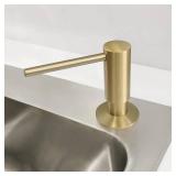 EADOT Brushed Gold Built in Dish Soap Dispenser for Kitchen Sink with 17 OZ PET Soap Bottle Refill from The Top, Under Counter Brass Pump Head Liquid Lotion Dispenser, Undermount Copper Pump Head