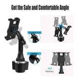 YOOZ Cup Holder Tablet Mount, 360Â° Rotation Universal Cupholder Tablet Car Mount with Adjustable Arm for 4-13\" Devices, iPad Pro 12.9 Air Mini, Galaxy Tabs, Lenovo, iPhone, Tablets & Phones