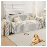 HAOMAIJIA Boho Sofa Covers Couch Covers for 3 Cushion Couch Sofa Pet Friendly Soft Thick Non Slip Couch Cover for Dogs Washable Sectional Couch Covers L Shape Furniture Protector (Grey, 71\"x134\")