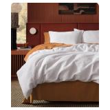 Bedsure Cotton Duvet Cover Set - 100% Cotton Waffle Weave Bright White Duvet Cover California King Size, GentleSoftâ¢ and Breathable Cal King Bedding Set for All Season, 3 Pieces, 104\"x98\"