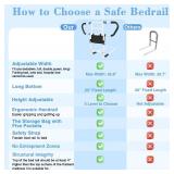 easymake Bed Rails for Elderly Adults Safety: Adjustable Bedside Assist Rails with Storage Pockets, Non-Slip Handles, Motion Sensor Light, Items for Elderly Bed Rail, 400LB Gravity Capacity