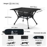 ONETIGRIS Dipper Camping Table, Lightweight Portable Folding Table with Mesh Storage Net, High/Low Options, Ideal for Camping, Hiking, Tailgating, Beach, Picnic, Travel, Backyard