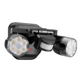 OREiN Motion Sensor Outdoor Security Light, Adjustable Dual-Head LED Flood Light, 3 Modes(Motion/Manual/Dusk to Dawn), 150W Equivalent 5000K, IP65 Waterproof Exterior Lighting, Hardwired