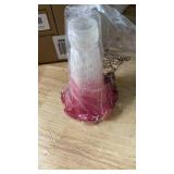 Bieye LS02S Lily Flower Blown Glass Lampshade (White Pink, Opening I.D. 0.87\" x O.D. 1\")