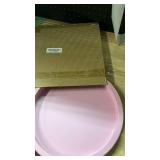 Hanobe Pink Tray Decorative Round: Beaded Perfume Trays Decor for Dresser Circle Vanity Makeup Serving Tray for Ottoman Coffee Table Bathroom Counter