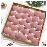 30 pcs Dusty Pink Flocked Velvet Christmas Tree Ball 2.4inch Christmas Tree Ornaments Shatterproof Plastic Decorative Hanging for Xmas Holiday Family Home Store Indoor Decor