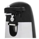 Amazon Basics 3-In-1 Electric Can Opener, Bottle Opener and Knife Sharpener, with Stainless Steel Blade, Magnetic Lid Holder, Automatic, Countertop, 50W, Black