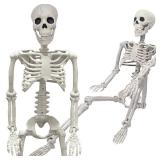 36\" Skeleton Halloween Decorations, 3FT Realistic Full Body Movable Posable Joints Skeleton, Creepy Halloween Plastic Skeleton for Graveyard Decorations, Haunted House Props Indoor/Outdoor Decor