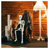 36\" Skeleton Halloween Decorations, 3FT Realistic Full Body Movable Posable Joints Skeleton, Creepy Halloween Plastic Skeleton for Graveyard Decorations, Haunted House Props Indoor/Outdoor Decor