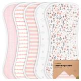 Organic Burp Cloths Baby Boy & Girl - 5-Pack Super Absorbent Cotton Burping Cloths for Babies, Soft & Plush Newborn Spit Up Rags, Infant Towels for Milk Spit Up, Unisex, Large 21\" x 10\" (Sweet Charm