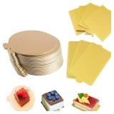 Miecux 100-Pack Mini Cake Base Boards, Gold Mousse Cake Cardboard Set, Ideal for Dessert Buffet, Wedding, Parties, Catering Supplies (mixing set)