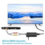 Tengchi RCA to HDMI Converter, Composite to HDMI Adapter Support 1080P PAL/NTSC Compatible with PS one, PS2, PS3, STB, Xbox, VHS, VCR, Blue-Ray DVD Players