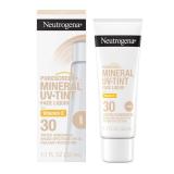 Neutrogena Purescreen+ Mineral UV Tint Face Liquid Tinted Sunscreen - with 100% Mineral Actives & Vitamin E, Enhances Natural Tone, Water Resistant, Broad Spectrum SPF 30, 1.1 fl oz