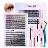 Pawotence Lash Extension Kit DIY 280pcs Individual Lash Clusters Kit 30D 40D Cluster Eyelash Extensions Kit with Bond and Seal, Remover, Tweezers for Self Use (30D&40D, 9-16mm, All Kit)