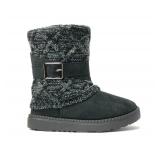 REDVOLUTION Kids Boots Toddler Girls Cute 2 Buttons || Rhinestone Faux Fur Suede Knitting Shoe (Toddler 9, 2018 Black)